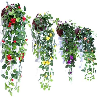 China Rose Flowers Garden Traditional Artificial Hanging Decoration 7 Colors Grow Garland Plants Vine Leaves DIY for Wedding Party Home Decor for sale