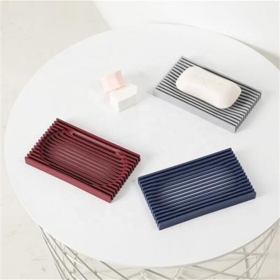 China Modern Creative Non-Slip Holder Tray Kitchen Bathroom Accessories TPR Soap Dish Drain Soap Box for sale