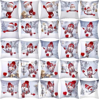 China As Picture 25 Styles Merry Christmas Cushion Cover Peach Skin Christmas Pillow Case For Christmas Decorations Home Gifts for sale