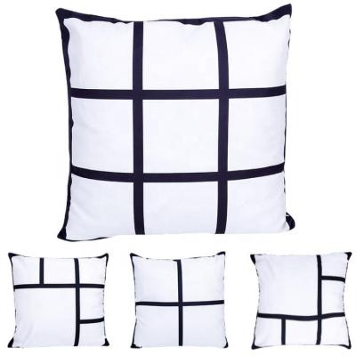 China As Home Picture Sublimation Pillow Case Black Grid Heat Transfer Throw Cushion Cover Sofa Pillowcases for sale