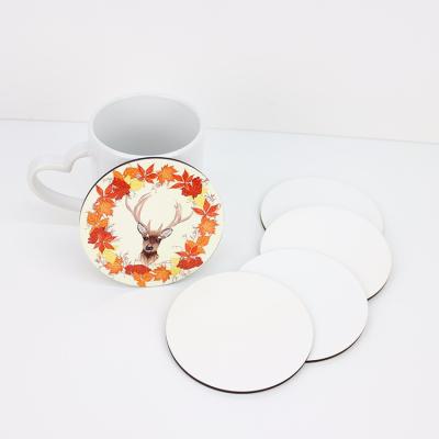 China Viable Blank Sublimation Coasters MDF DIY Mug Mat Heat Transfer Printing Car Coaster With Non-slip Cork Pad for sale