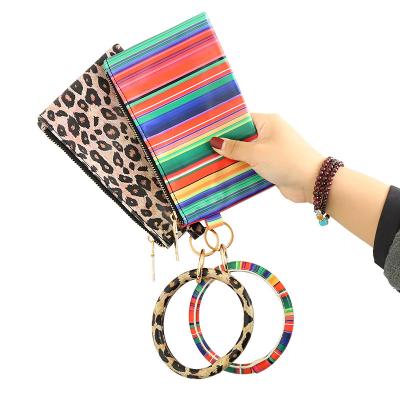 China Women's Sunflower Leopard Sunflower Handbag Purse PU Leather Key Chain Key Ring Bracelet Wallet Phone Bag Girl Gifts for sale