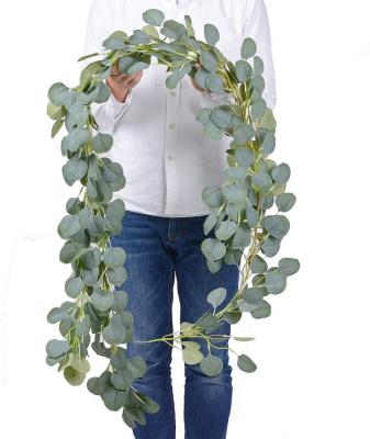 China Decoration 2M Artificial Eucalyptus Garland 15 Colors Faux Silk Eucalyptus Leaves Vines Braid Party Wedding Backdrop Arch Wall Decorative for sale