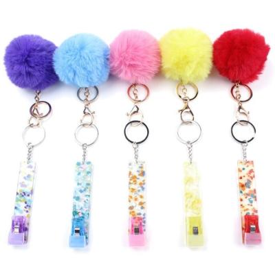 China Metal 19 Colors Credit Card Puller Tassel Keychains Acrylic Debit Bank Card Grabber Long Nail Atmosphere Key Chain Cards Clip Nails Key Chain for sale