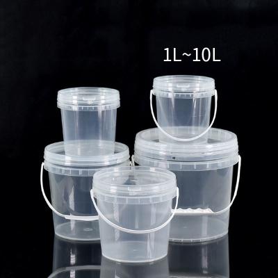 China Custom Printed Round 1L-10L Candy Cookie Clear Plastic Bucket Eco - Friendly With Leak Proof Lid for sale