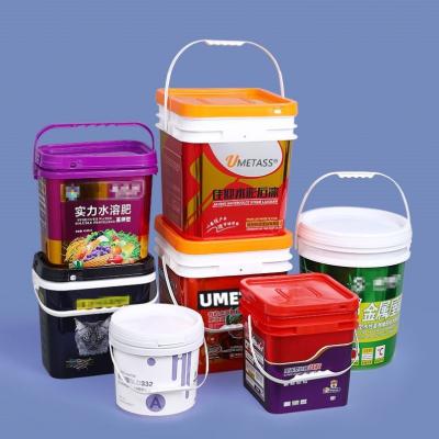 China Wholesale Water Customize LOGO 5kg 25kg Black Square Paint Orange White Clear Plastic Small Plastic Bucket 10L With Lid for sale