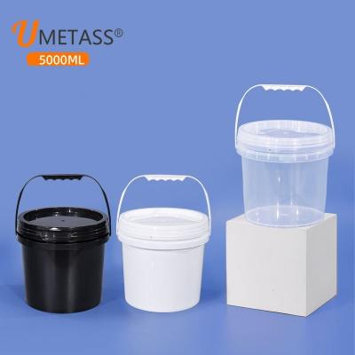 China Paint Clear Cheap Round 5L Black White Flat Hard Plastic Popcorn Drying Bucket With Lids for sale