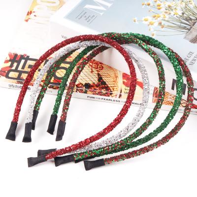 China Custom Holiday Glitter Party Hair Accessories Headband Women's Sheer Christmas Headband for sale