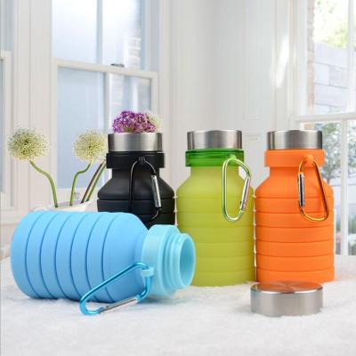 China Viable Collapsible Folding Sports Drink Kettle Coffee Bottle Travel Beverage Cups 550ml Outdoor Sport Portable Silicone Water Bottle for sale