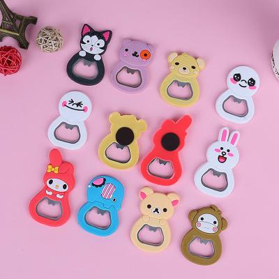 China 2020 Multifunctional Magnetic Opener Soft PVC Cartoon Bottle Opener Creative Soft Plastic Beer Opener Viable for sale