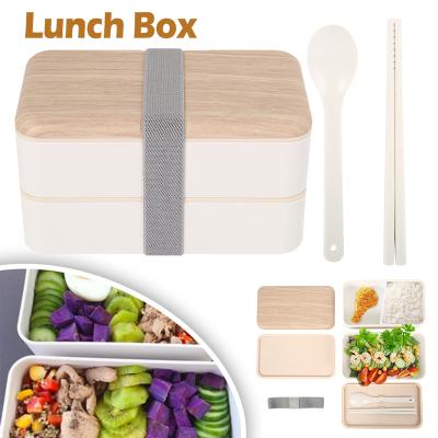 China Microwave Layer Lunch Box 1500ml Salad Bento Box BPA Free Portable Portable Double Layer Salad Bento Box Container Box Workers Student Viable for sale