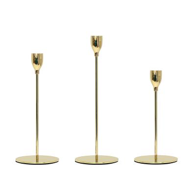 China COLOR CHANGING Simple Luxury Alloy Decorations Wedding CIA Dining Table Dinner Candlestick Nordic Sets European Style Candlelight Three Gold for sale