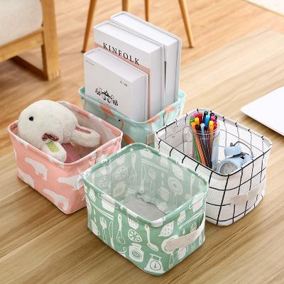 China Folding Storage Basket DIY Desk Organize Canvas Cosmetic Organizer Folding Laundry Basket Toy Storage Box Sundries Underwear for sale