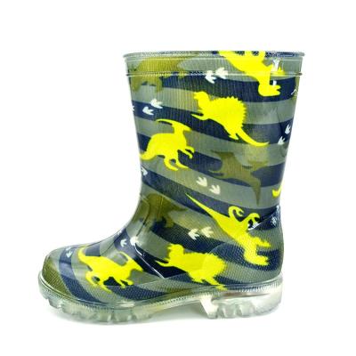 China Fashion Trend Manufacturers Supply Green PVC Material Waterproof Rain Boots Cute Patterns for sale