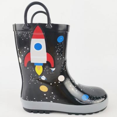 China Fashion Trend Natural Rubber Kids Novelty Space Rain Rubber Boot Comfortable Fit Rubber Boot For Boys for sale