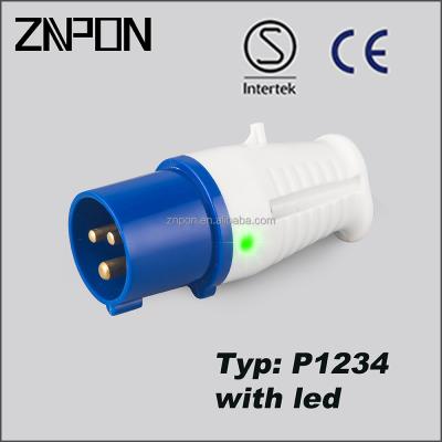 China ZNPON 16A 240V 2P+E Industrial Male And Female P1234 Industrial Plug And Socket With Led for sale