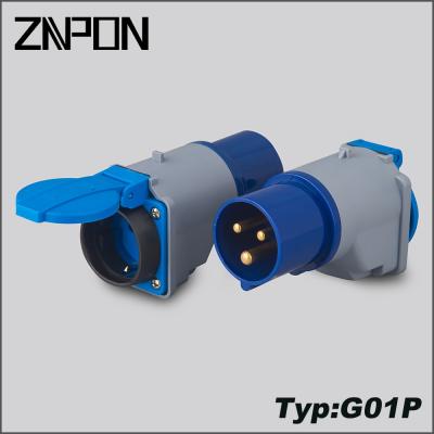 China ZNPON TYPE Industrial G01P 16A 250V Industrial Plug To Schuko Adapter Socket for sale