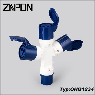 China OHQ1234 16 Amp 3 Way Industrial Mains Splitter For Industrial Equipment for sale