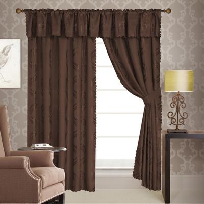 China 2022 New Design Blackout 2022 Rod Pocket Valance Damask Window Curtains With 2 Tie Backs for sale