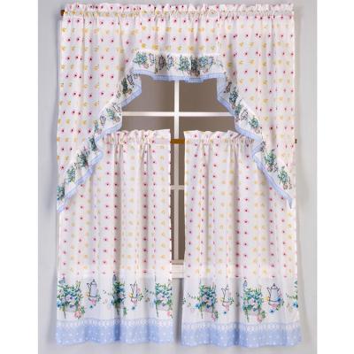 China CLASSIC Microfiber 100% Polyester One Swag Two Teirs Printed Kitchen Curtain for sale