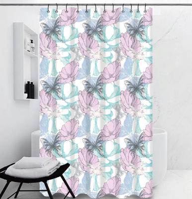 China 2022 Minimalist Best Seller Floral Fabric Shower Curtain Set With 12 Hooks For Bathroom for sale