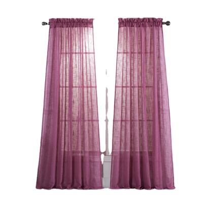 China Other Design 2021 Modern Factory Price Rod Pocket Faux Linen Curtains With Solid Printing For Living Room for sale