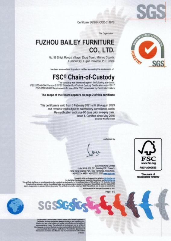 FSC - Fuzhou Bailey Furniture Co., Ltd.