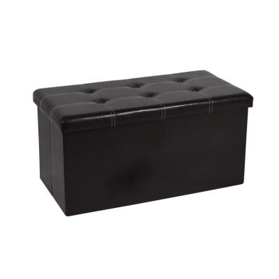 China Foldable Storage Box Faux Leather Ottoman Bench With Lid for sale