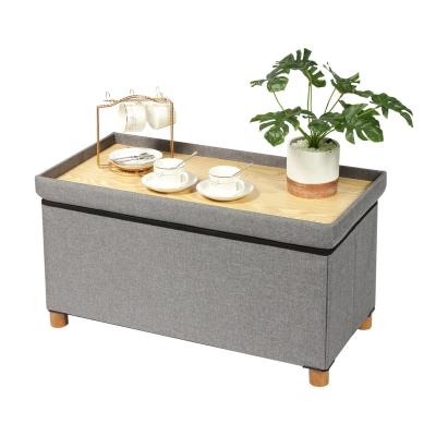 China Bailey Storage Bench Foldable Folding Wooden Legs Storage Stool Bench for sale