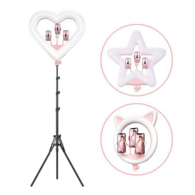 China Photography Shooting Heart Shape 20inch 45w Ring Light RGB Led Ring Light Studio Photography Kit With Tripod Stand And DJ Light for sale