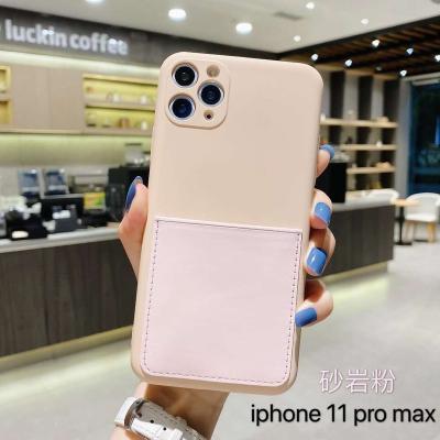 China Low MOQ Liquid Tpu Silicon Case For iPhone 11 Pro With Card Bag Mobile Phone Case for sale