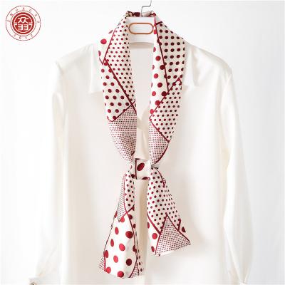 China Zhong Yu New Arrival Decorative Printed Scarf Handle Twill Silk Ribbon Polyester Neck Headband Tie Hair Bag Long for sale