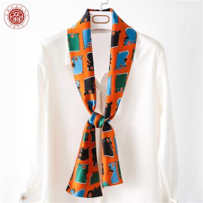 China Zhong Yu Silk Wholesale Silk Band Scarf Small Long Narrow And Long Wrap Summer Hair Spring Hair Band Scarf Suit Fashion for sale