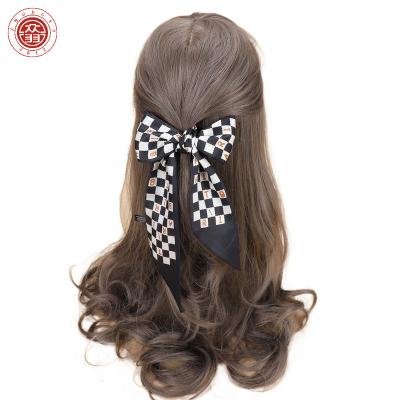 China Zhong Yu New luxury elegant soft double-sided twill print ribbon plaid scarf pointed scarf with hand gift hair band scarf for sale