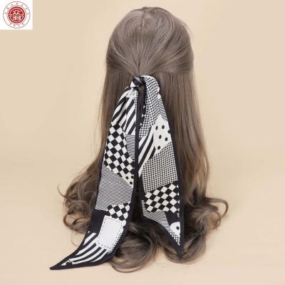 China Zhong Yu Spring and Autumn Scarf Long Thin Narrow Silk Feminine Women's Scarves Elegant Soft Elegant Luxury Decorative Hair Ribbon Factory Custom for sale