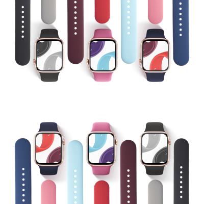 China 2021 Hot Selling Rubber Silicone Smart Watch Rubber Band For Apple Watch Strap for sale