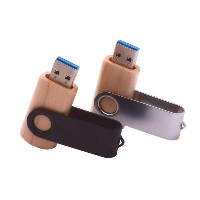 China USB 3.0 Wood Pen Drive Wood Memory Stick 8gb 16gb 32gb 64gb Gift U Disk Rotating With Customizable Patterns for sale