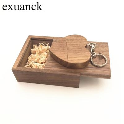 China Exuanck Heart Wooden Usb 2.0 Wooden Pen Drive Custom Logo 4GB 8GB 16GB 32GB Flash U Disk Gift Photograph for sale