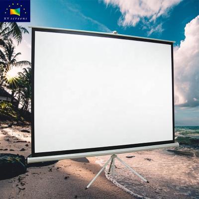 China Hot Sale 60 72 84 100 High Quality Tripod 120 Inch Portable Foldable Tripod Floor Projector Screen With Matte White Fabric for sale