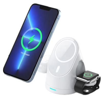 China Mobile Phone New 3 in 1 Magnetic Mobile Phone Times Wireless Charger For Apple 14 Series 8 Watch Earphone for sale