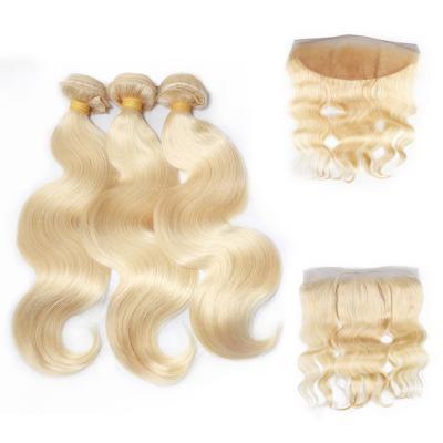 China Natural Hair Extensions & Free Closure Shipping 613 Blonde Bundles With Closure Brazilian Blonde Bundles 10-26 Inch 100% Human Remy Hair Extension for sale