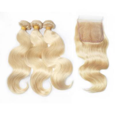 China Natural Hair Extensions & Free Closure Shipping 613 Blonde Bundles With Closure Virgin Brazilian Blonde Bundles 100% Human Remy Hair Extension for sale