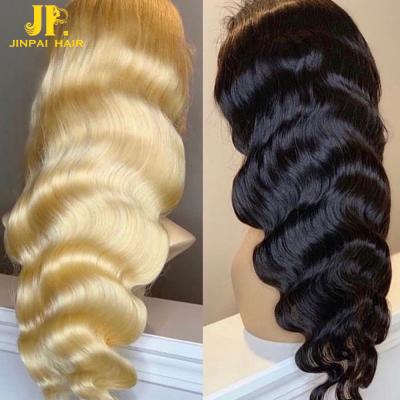 China Silky Straight Wave JP Raw Virgin Cuticle Aligned Brazilian Human Hair 613 Blonde Frontal Transparent Lace Front Wig With Baby Hair For Black Women for sale