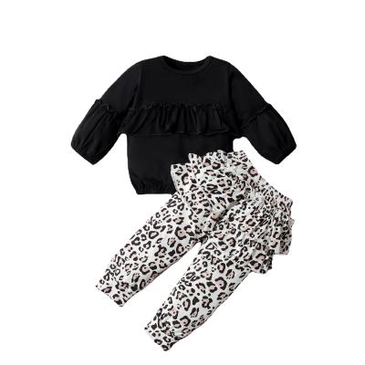 China High Fashion Anti-Shrink Leopard Ruffle Pants Teen Girls Clothing Cotton Baby Clothes Infants Dressing Sets for sale