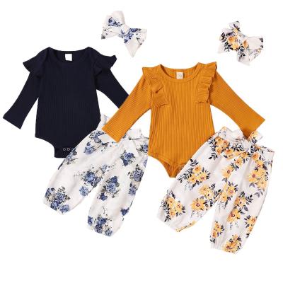 China Anti-Shrink Floral Full Sweater Outfits Cute Custom Loungewear Cute Custom Kids Baby Infants Two-Piece Sets for sale