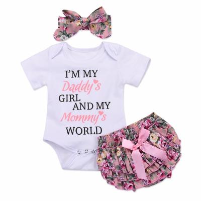 China Floral Ruffle Design Girls Chevron Panty Set Anti-Shrink Baby Boutique Summer Clothing Sets With Letters for sale