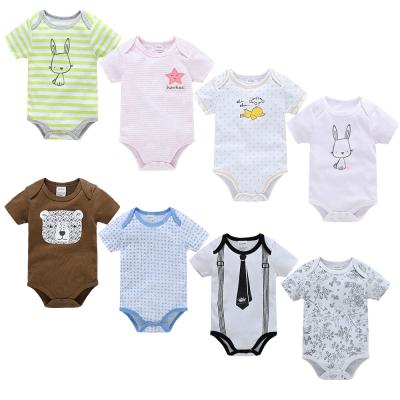 China Delicate 100% Cotton Patterns Baby Clothes Unisex Short Sleeve Baby Rompers Girls Boys Children Jumpsuits for sale