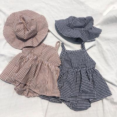 China 100% Cotton Summer Baby Clothes Holiday Style Kids Romper Babies Skirt Infant Romper Dress With Hat for sale