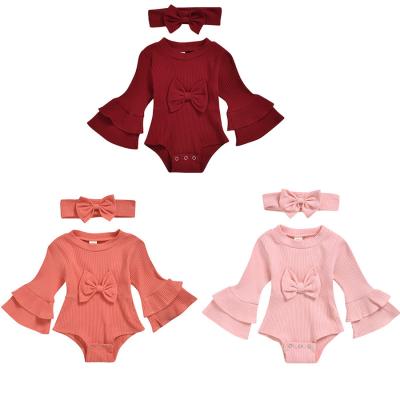 China New Design Children's Clothing Baby Romper 100% Cotton Bell Sleeves Romper Toddler Girls Outfits Babies Clothes for sale