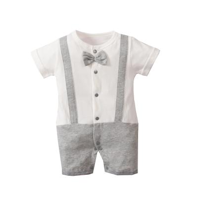 China 100% Cotton Baby Boy Gentleman Short Sleeve Romper Design Newborn Baby Boy Overalls Outfits Formal Outfits for sale